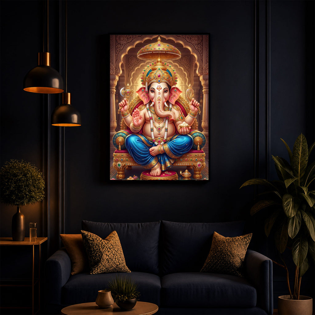 Shree Ganesh Modern Luxury Backlight Vertical Wall Art