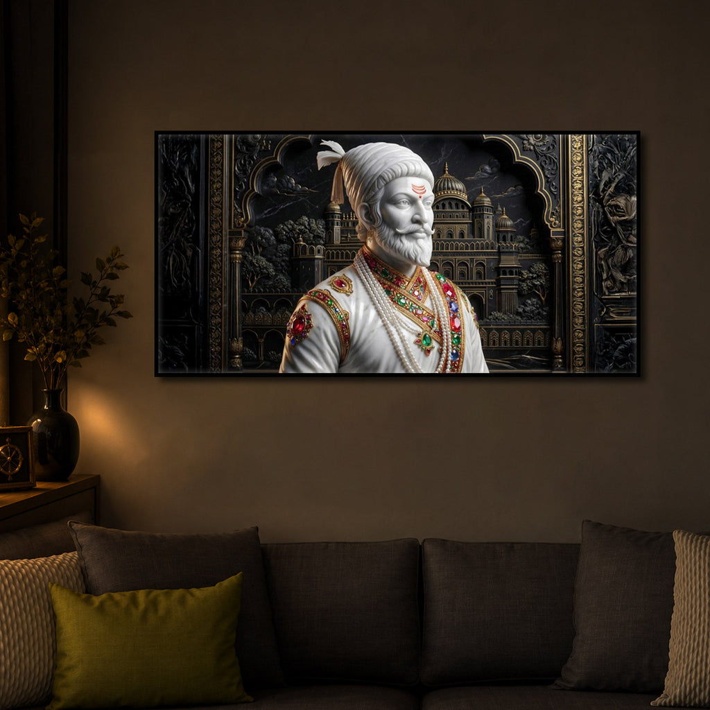 Veer Chhatrapati Shivaji Maharaj Modern Luxury Backlight Horizontal Wall Art