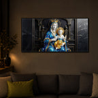 Mother Mary Holding Baby Jesus Modern Luxury Backlight Horizontal Wall Art