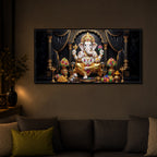 Hindu Deity Lord Ganesha Modern Luxury Backlight Horizontal Wall Art