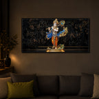 Lord Krishna With Flute Modern Luxury Backlight Horizontal Wall Art