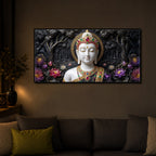 Lotus Serenity Lord Buddha Modern Luxury Backlight Horizontal Wall Art