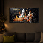 Lord Ram With Lord Hanuman Modern Luxury Backlight Horizontal Wall Art