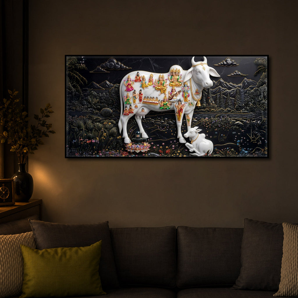 Decorative Kamdhenu Modern Luxury Backlight Horizontal Wall Art