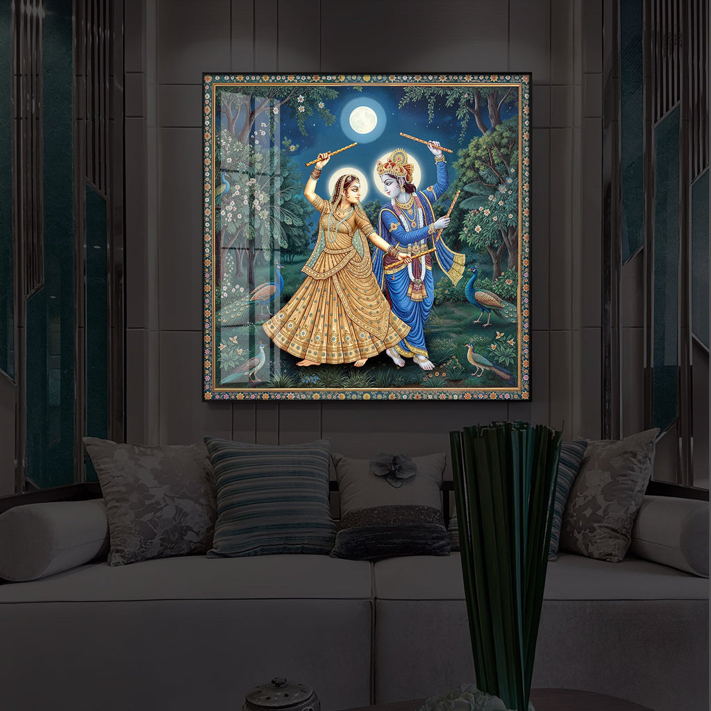 Radha Krishna Definition Of Love Modern Luxury Backlight Square Wall Art