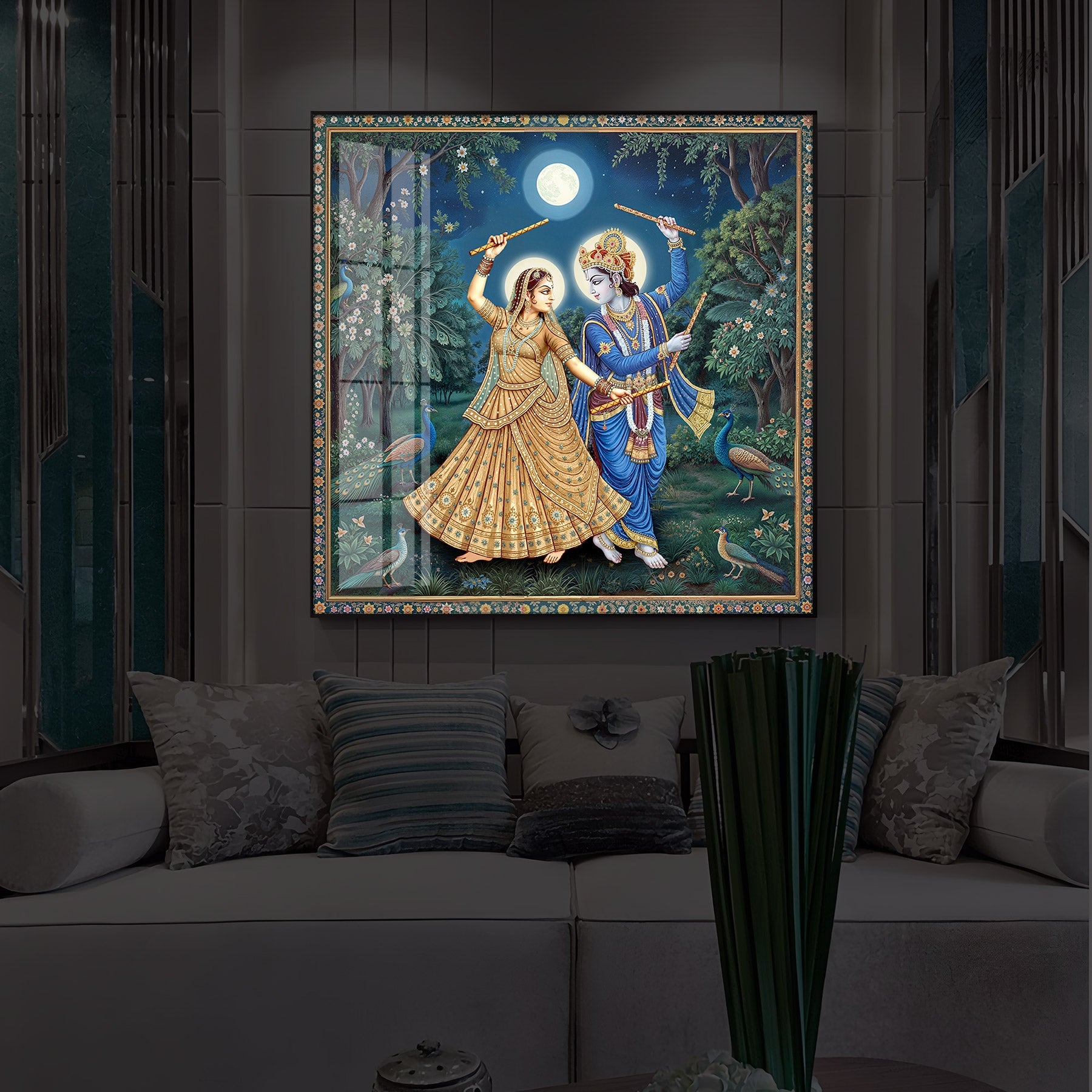 Radha Krishna Definition Of Love Modern Luxury Backlight Square Wall Art