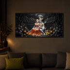 Hindu Deity Radha Krishna Modern Luxury Backlight Horizontal Wall Art