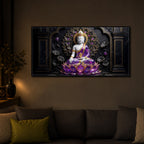 Buddha In Purple Robes Modern Luxury Backlight Horizontal Wall Art