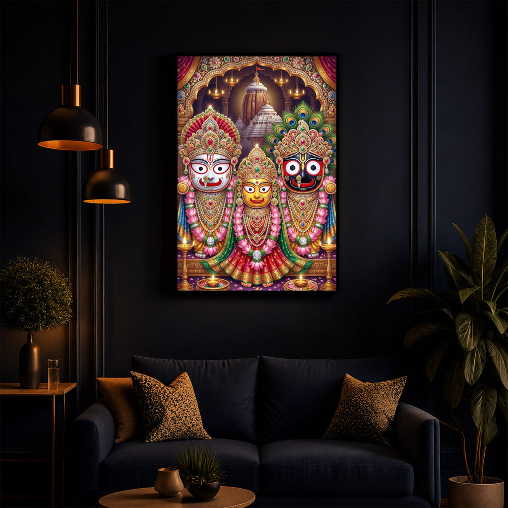Blessings Of Lord Jagannath Modern Luxury Backlight Vertical Wall Art
