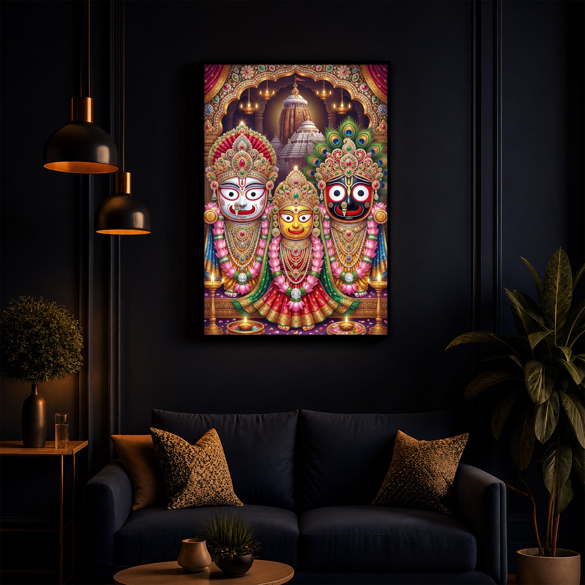Blessings Of Lord Jagannath Modern Luxury Backlight Vertical Wall Art