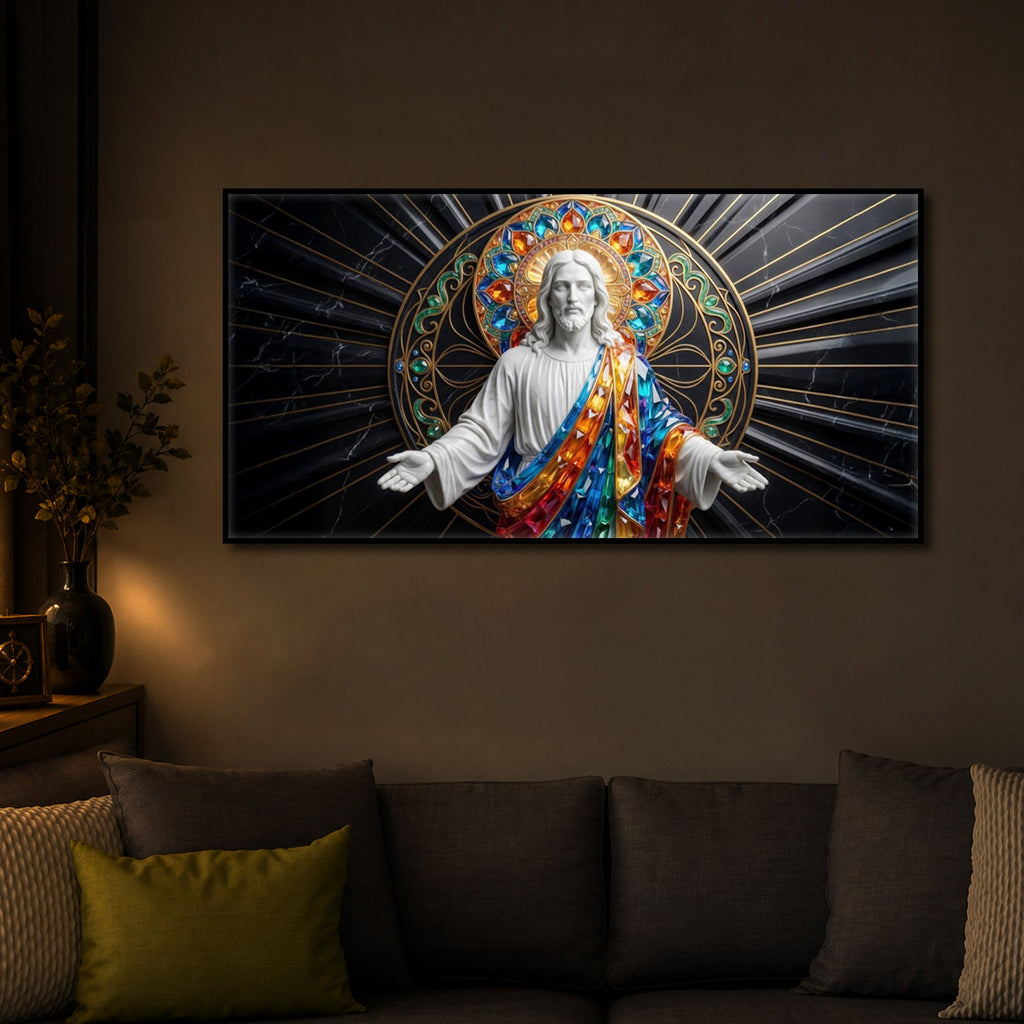 Divine Jesus Modern Luxury Backlight Horizontal Wall Art