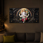 Divine Shree Ganesh Ji Modern Luxury Backlight Horizontal Wall Art