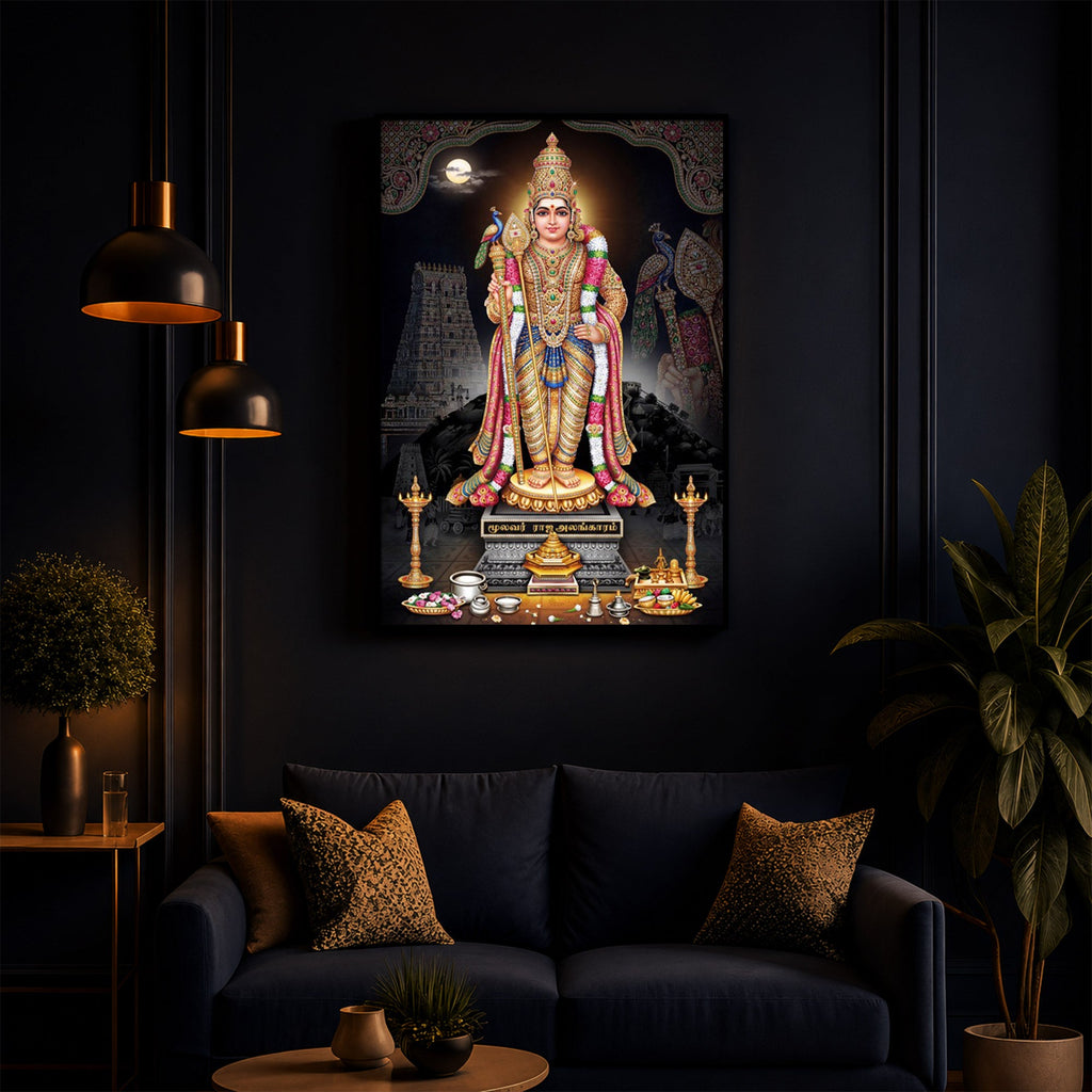 Lord Kartikeya Modern Luxury Backlight Vertical Wall Art