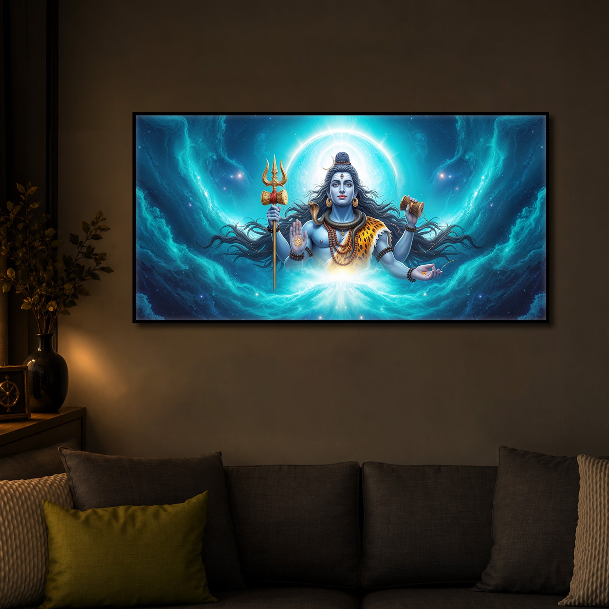 Cosmic Shiva Modern Luxury Backlight Horizontal Wall Art