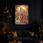 Radha Krishna Divine Harmony Modern Luxury Backlight Vertical Wall Art