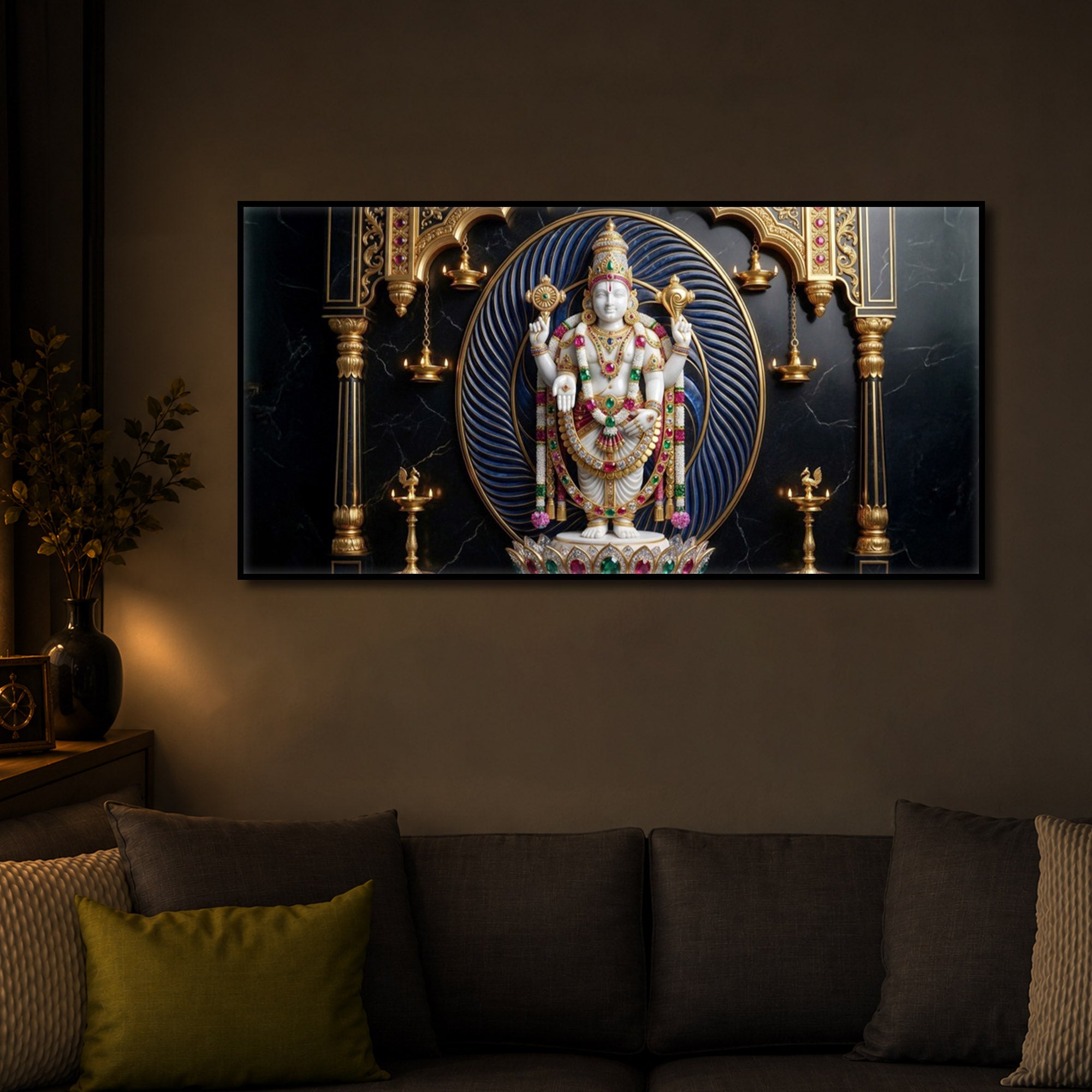 Lord Tirupati Balaji Modern Luxury Backlight Horizontal Wall Art