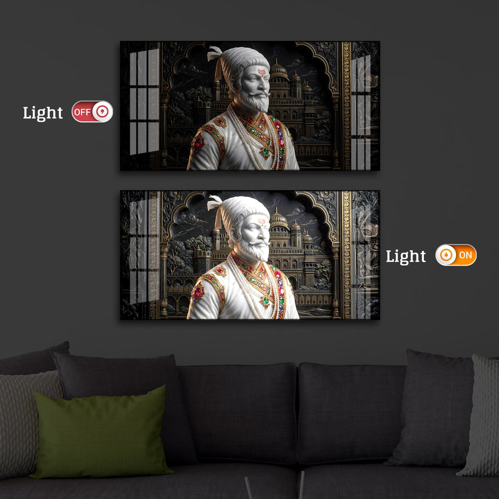 Veer Chhatrapati Shivaji Maharaj Modern Luxury Backlight Horizontal Wall Art