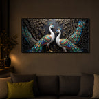 Serene Peacock Modern Luxury Backlight Horizontal Wall Art