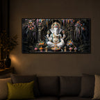 Lord Ganesha In A Serene Modern Luxury Backlight Horizontal Wall Art