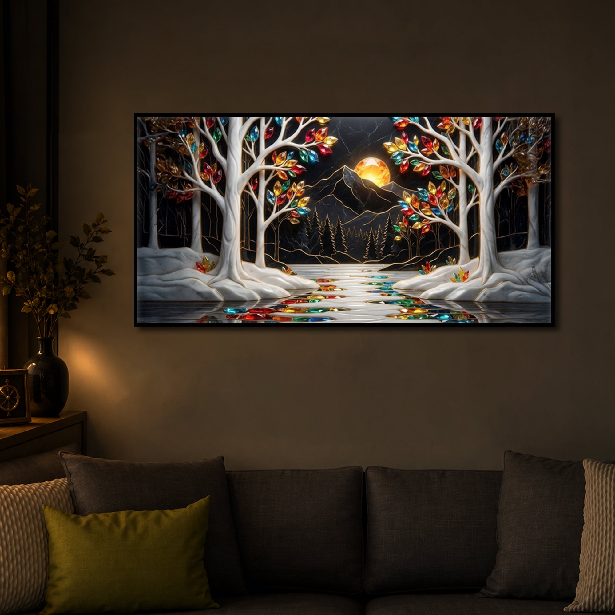 Tree Of Life Modern Luxury Backlight Horizontal Wall Art