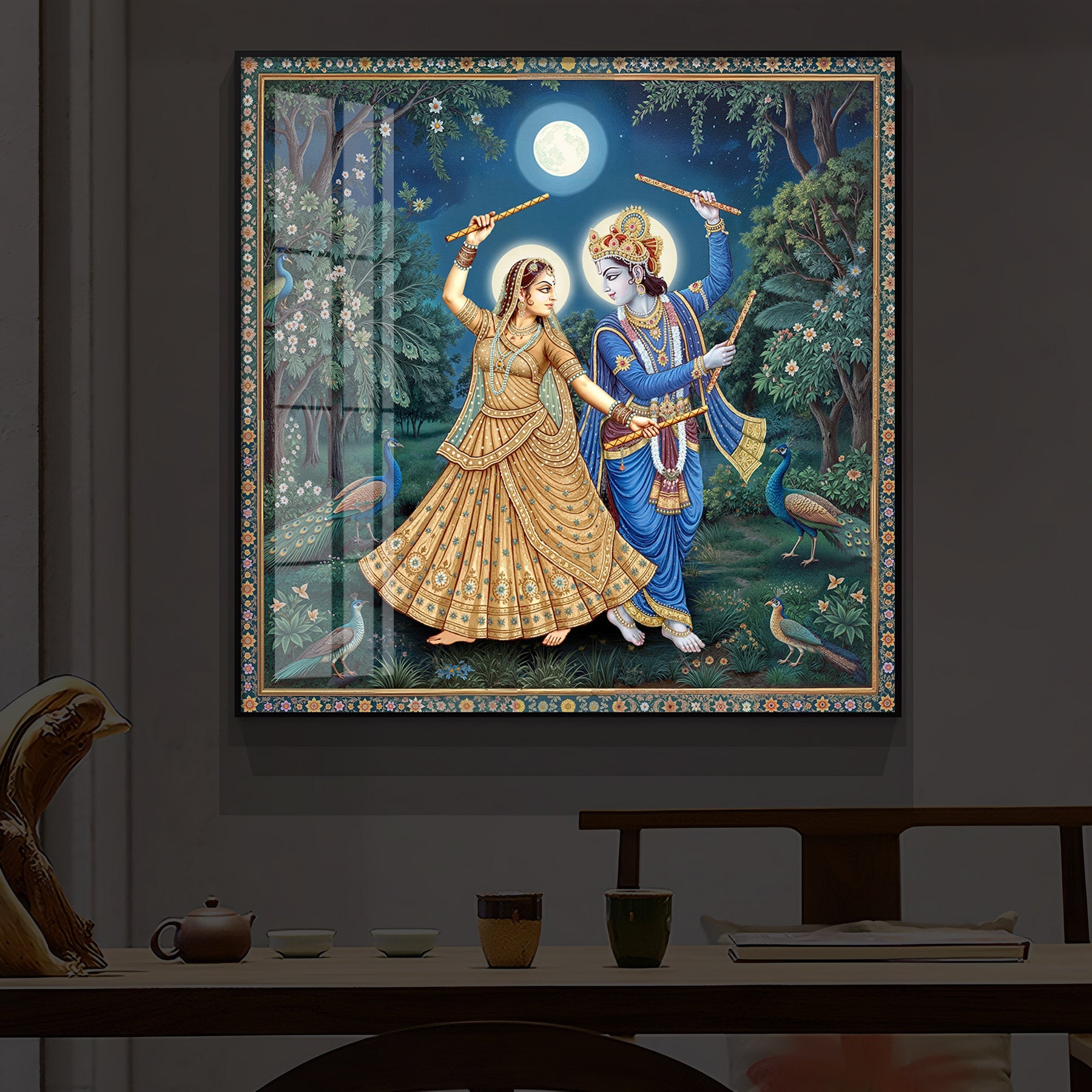 Radha Krishna Definition Of Love Modern Luxury Backlight Square Wall Art