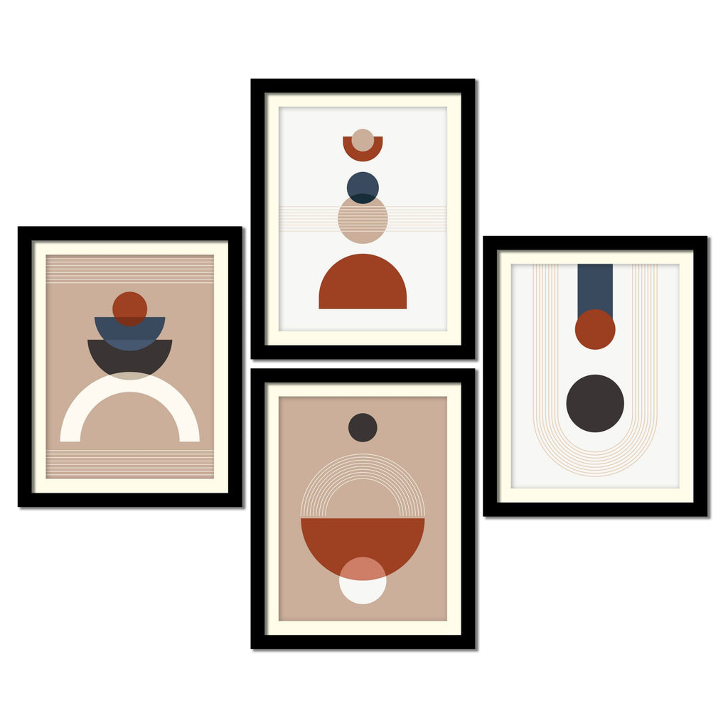 Circles & Semi Circles Shapes Premium Wall Frame Set of Four