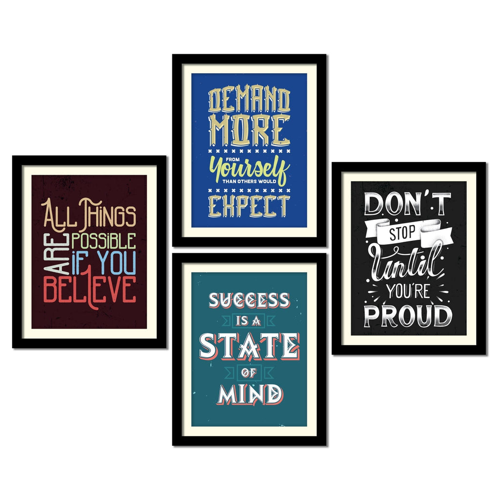 Demand More Motivational Quotes Premium Wall Frame Set of Four