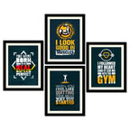 Fitness Freak Motivational Quotes Premium Wall Frame Set of Four