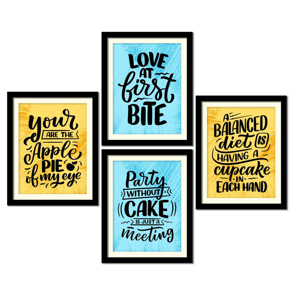 Food Lover Quotes Premium Wall Frame Set of Four