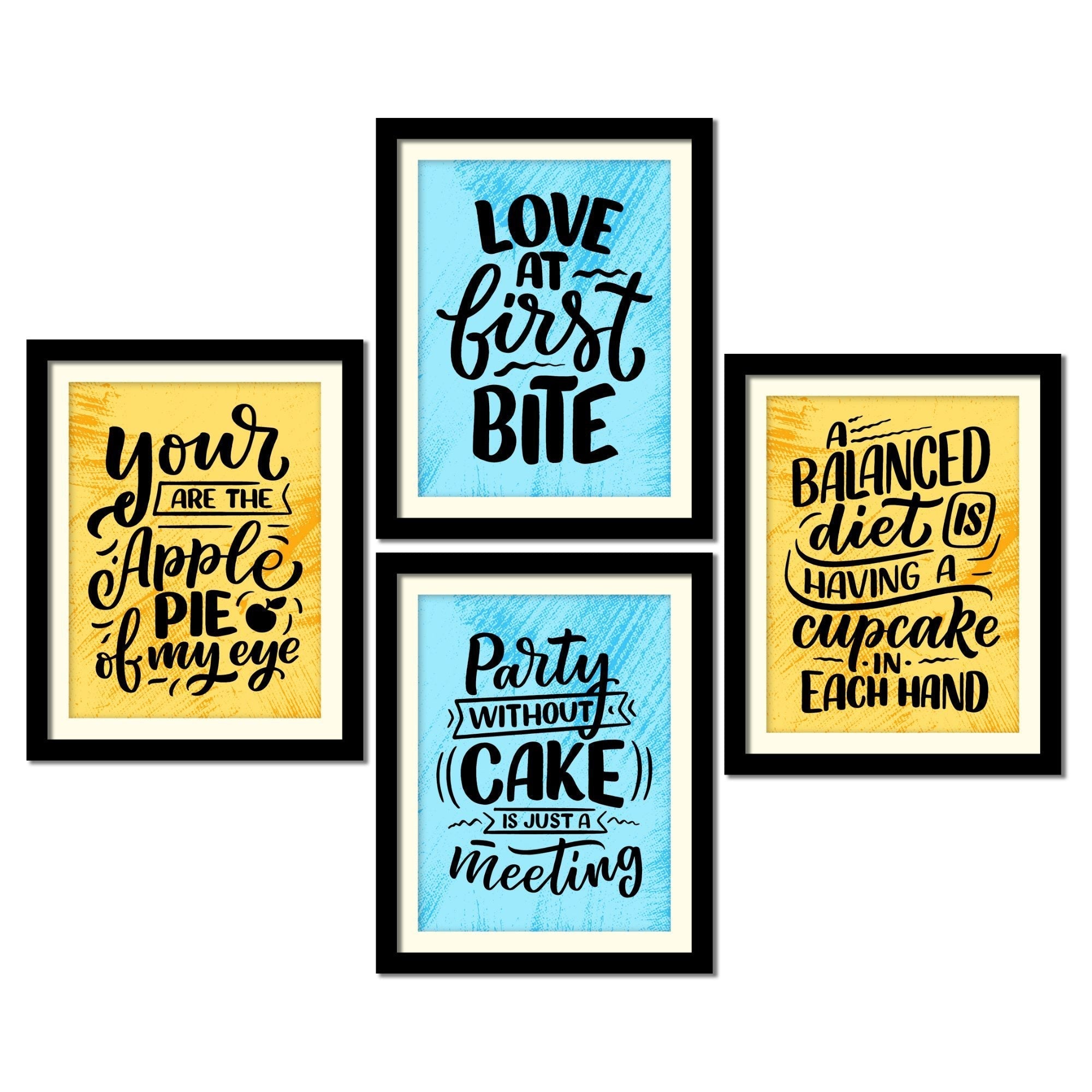 Food Lover Quotes Premium Wall Frame Set of Four