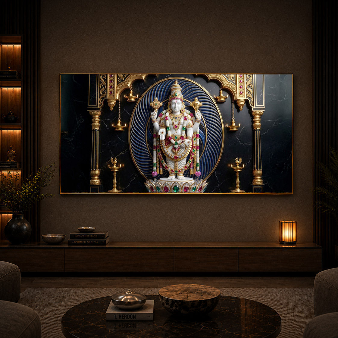 Lord Tirupati Balaji Modern Luxury Backlight Horizontal Wall Art