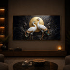 White Crane Modern Luxury Backlight Horizontal Wall Art