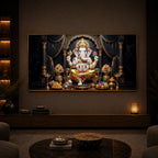 Hindu Deity Lord Ganesha Modern Luxury Backlight Horizontal Wall Art