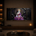 Buddha In Purple Robes Modern Luxury Backlight Horizontal Wall Art
