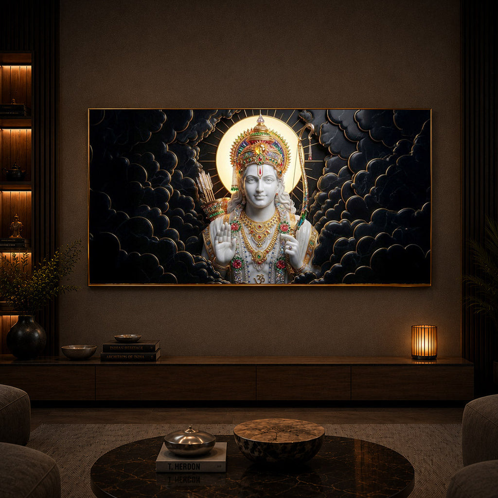 Lord Ram Modern Luxury Backlight Horizontal Wall Art