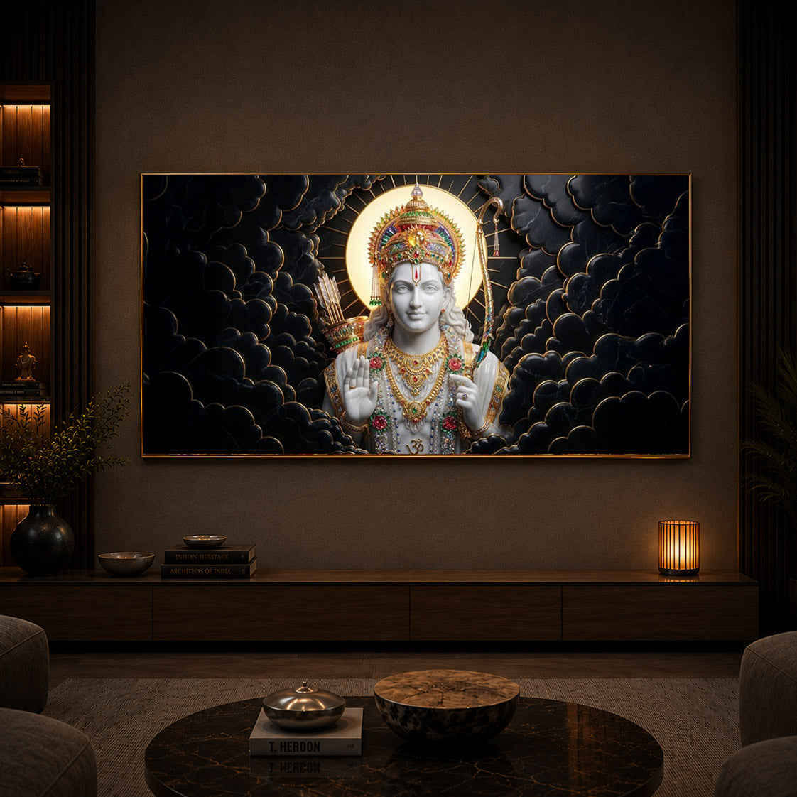 Lord Ram Modern Luxury Backlight Horizontal Wall Art