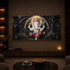 Divine Shree Ganesh Ji Modern Luxury Backlight Horizontal Wall Art