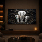 White Elephant Family Modern Luxury Backlight Horizontal Wall Art