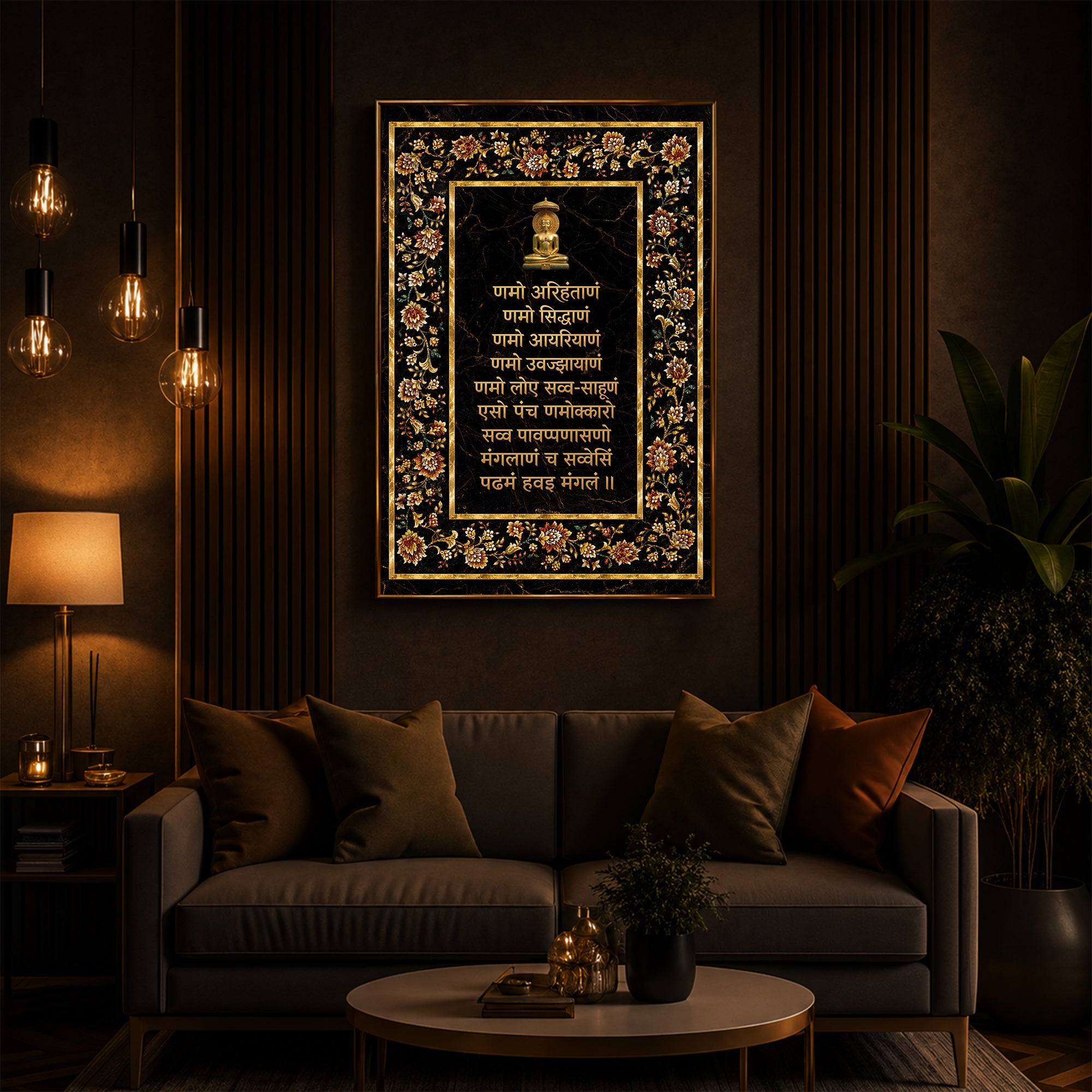 Navkar Mantra Modern Luxury Backlight Vertical Wall Art