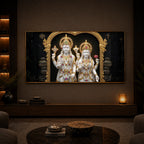 Lord Vishnu & Goddess Lakshmi Modern Luxury Backlight Horizontal Wall Art