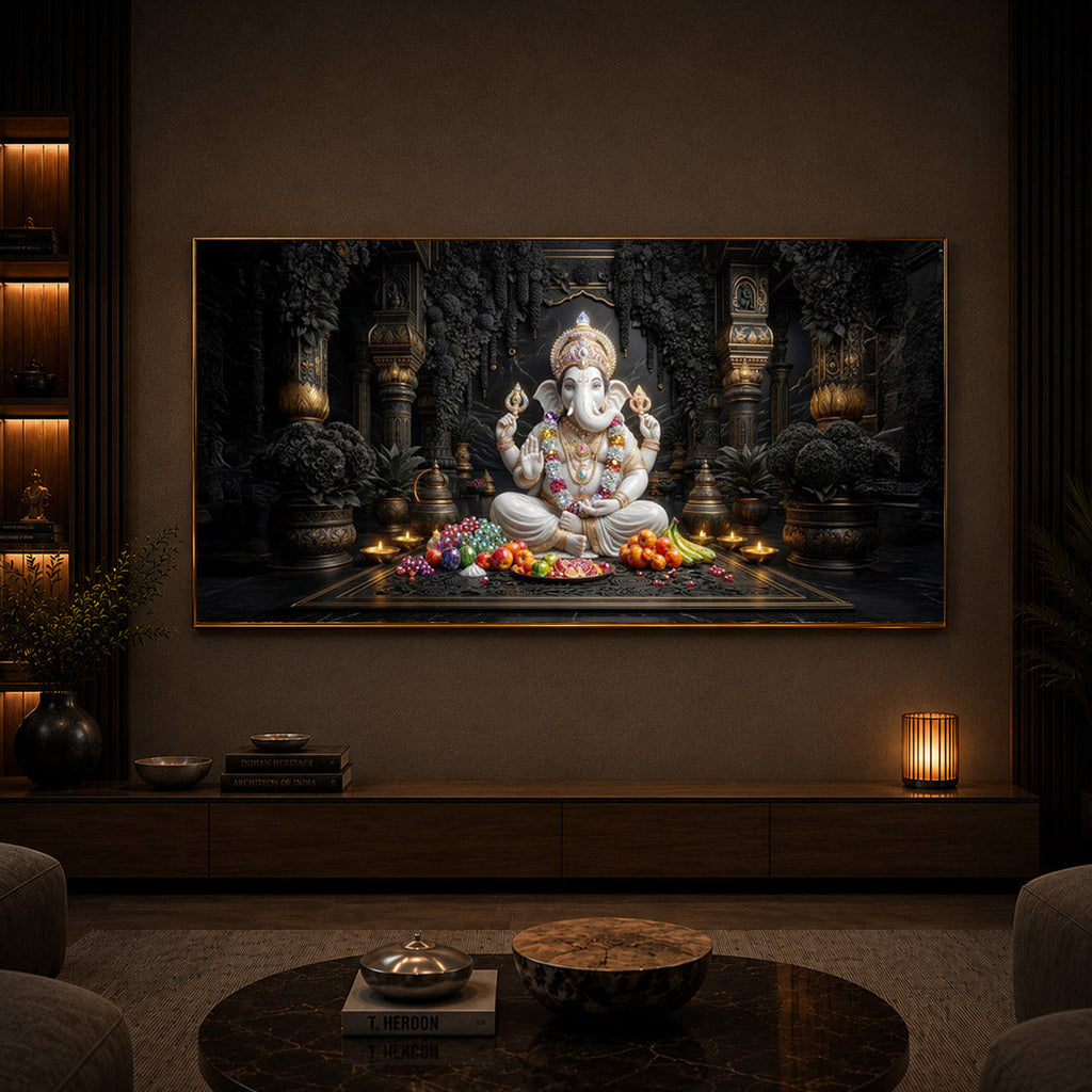 Lord Ganesha Modern Luxury Backlight Horizontal Wall Art