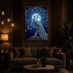 Blue Peacock Modern Luxury Backlight Vertical Wall Art
