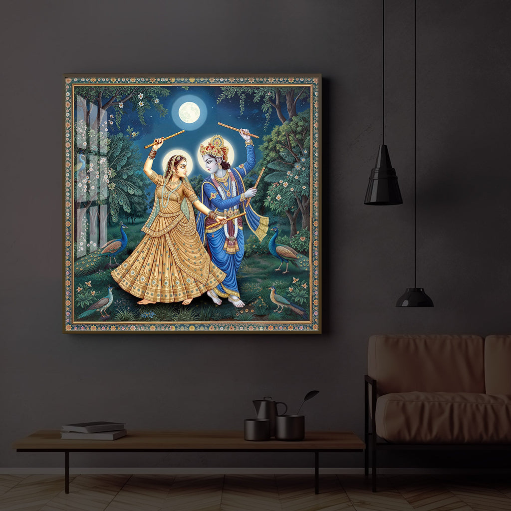 Radha Krishna Definition Of Love Modern Luxury Backlight Square Wall Art