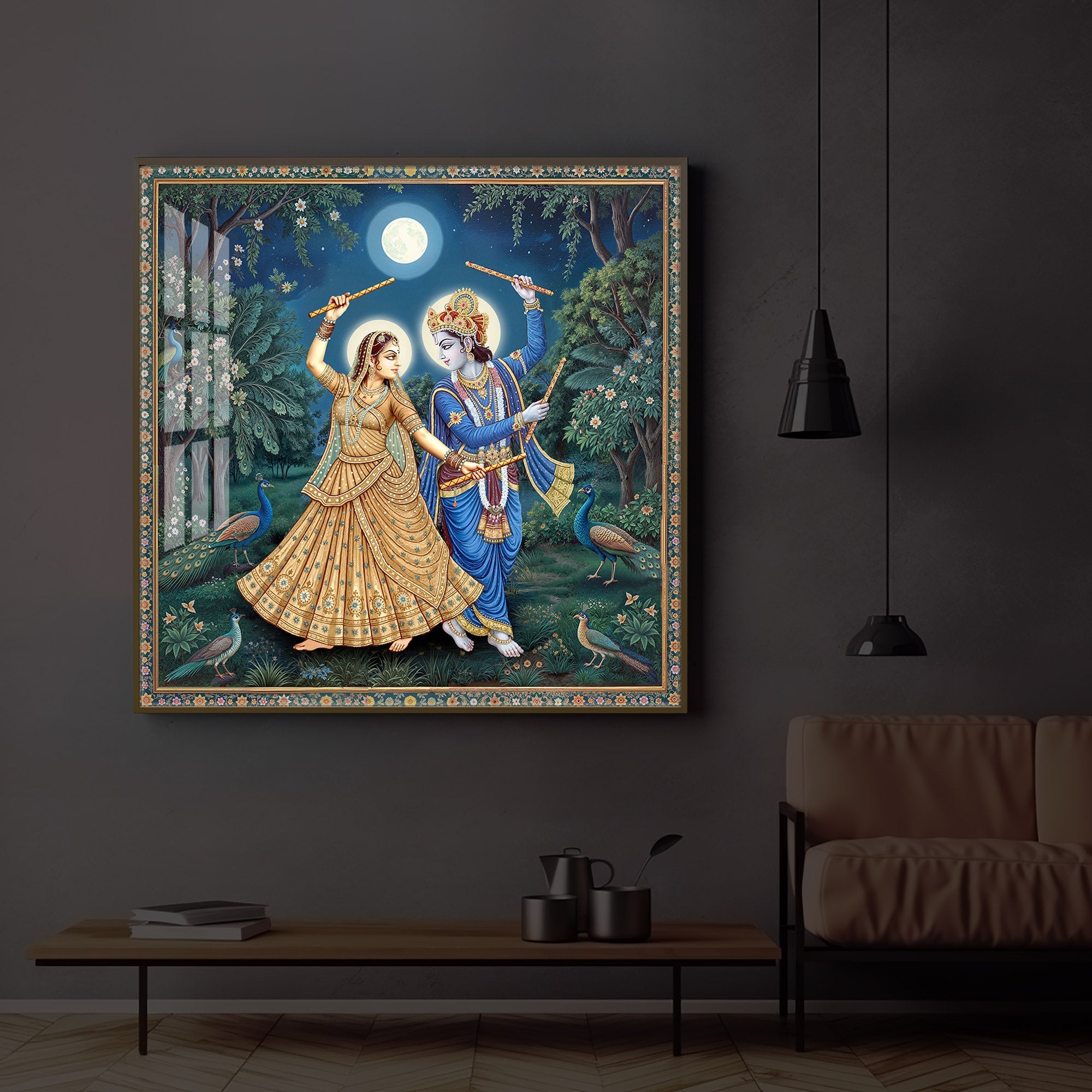 Radha Krishna Definition Of Love Modern Luxury Backlight Square Wall Art