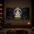 Depicts Lord Ganesha Modern Luxury Backlight Horizontal Wall Art