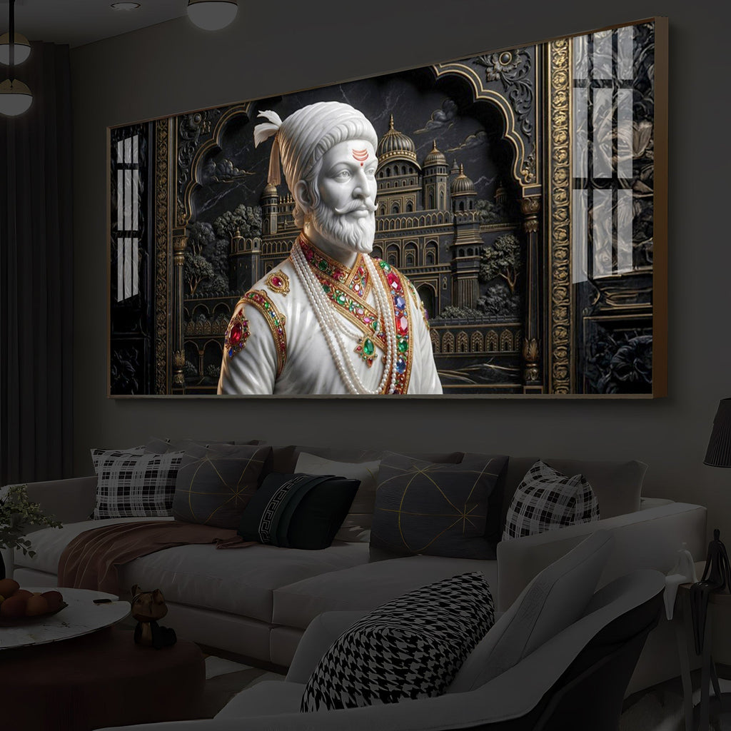 Veer Chhatrapati Shivaji Maharaj Modern Luxury Backlight Horizontal Wall Art