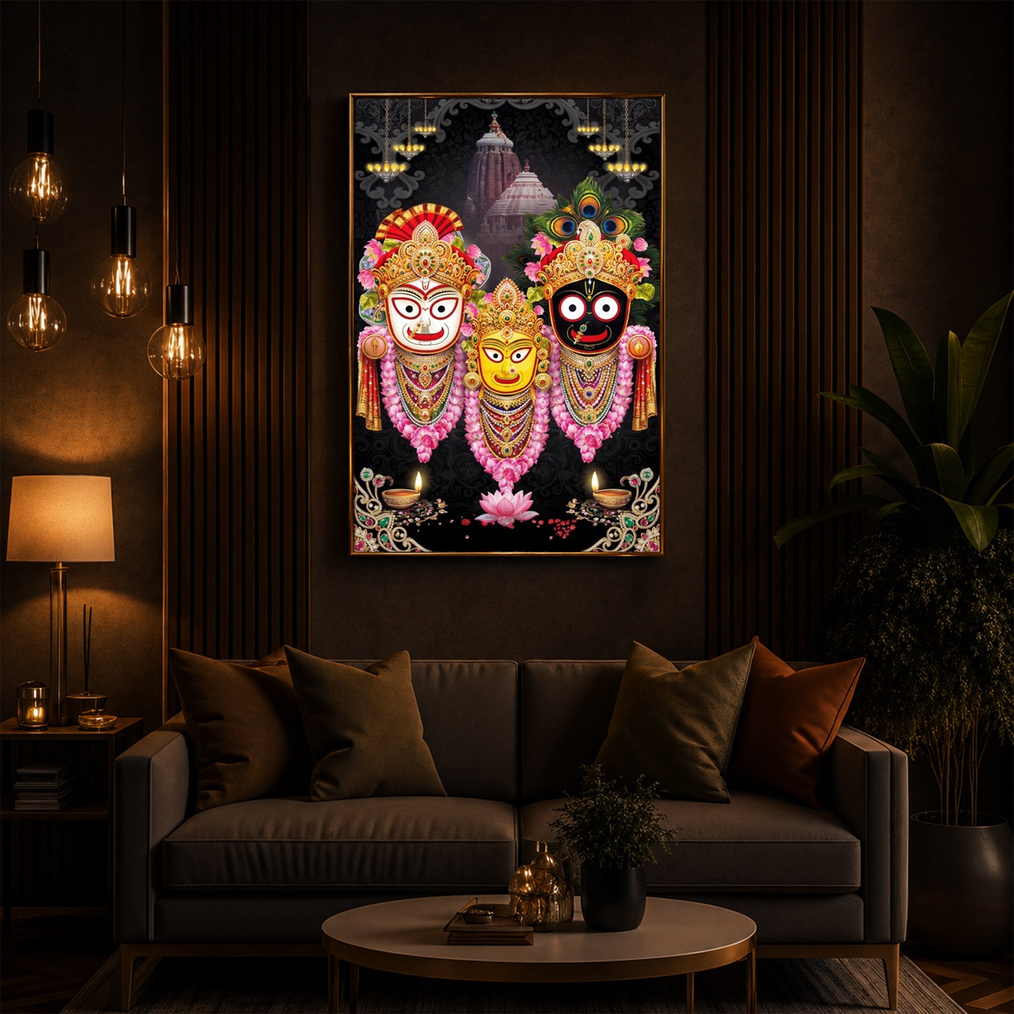 Lord Jagannath Modern Luxury Backlight Vertical Wall Art