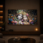 Spiritual Serenity Radha Krishna Modern Luxury Backlight Horizontal Wall Art