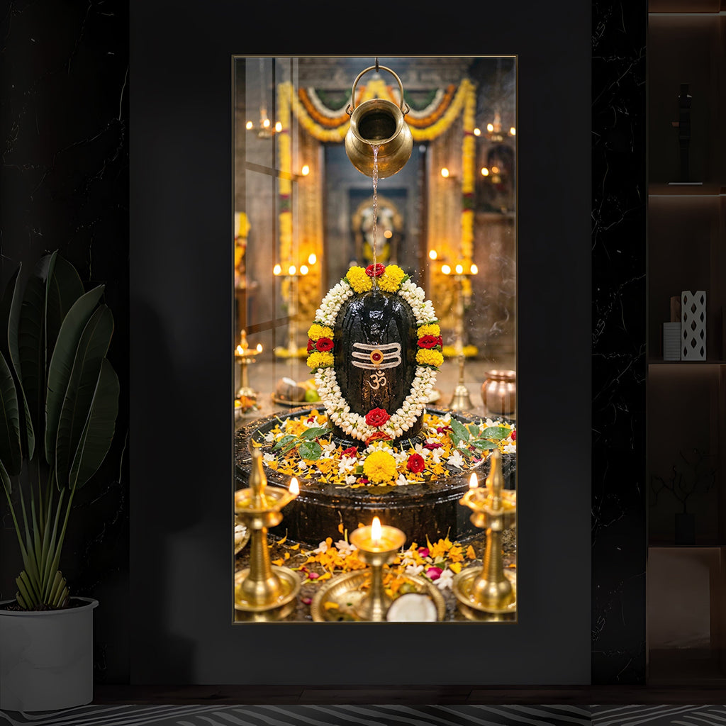 Somnath Jyotirlinga Modern Luxury Backlight Vertical Wall Art