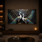 Serene Peacock Modern Luxury Backlight Horizontal Wall Art